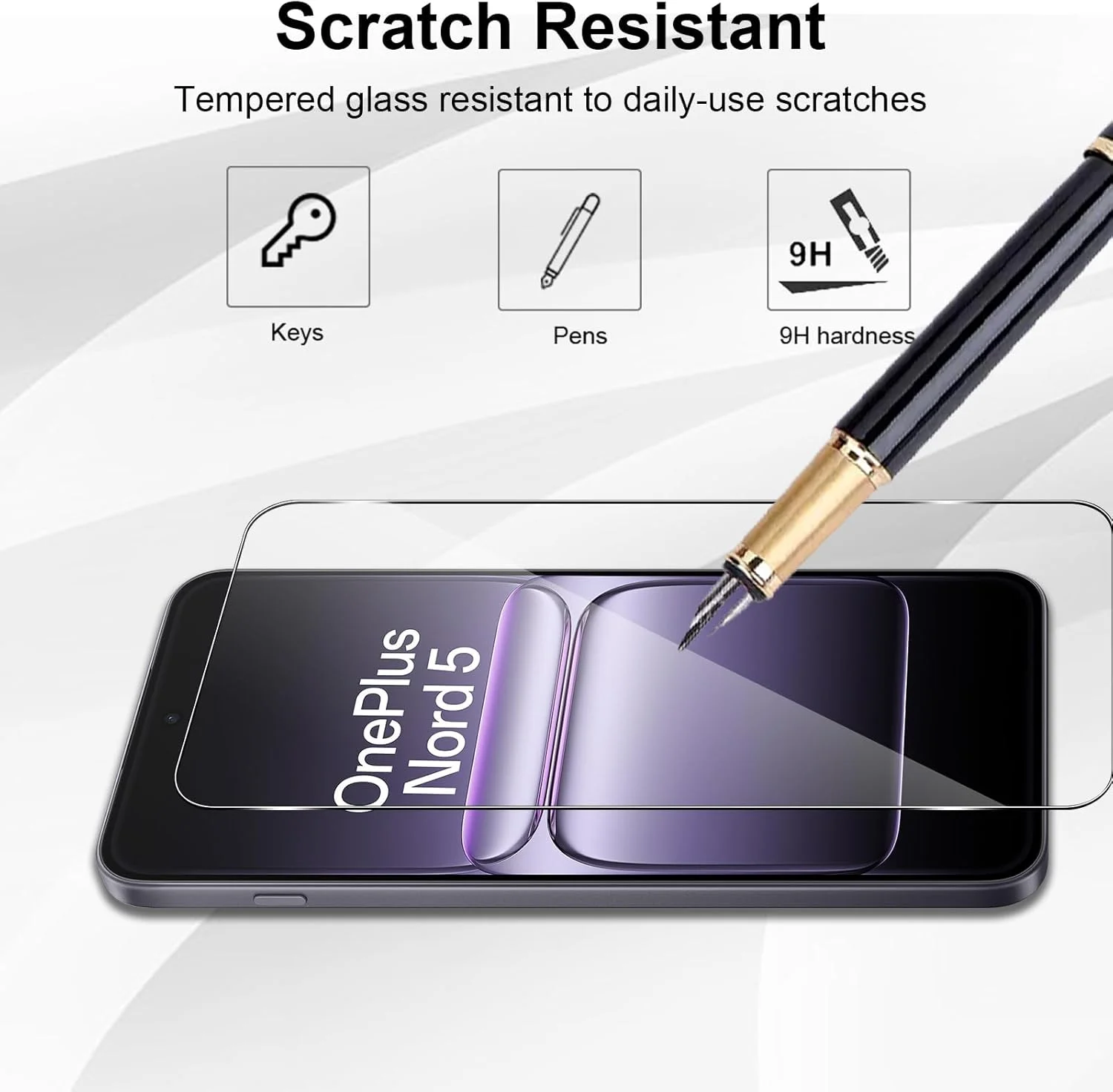 محافظ صفحه نمایش Yenwen برای OnePlus Nord 5، بسته 2 عددی شیشه حرارت دیده به همراه 2 محافظ دوربین، شیشه محافظ سخت با درجه سختی 9H، فیلم محافظ صفحه نمایش موبایل HD شفاف