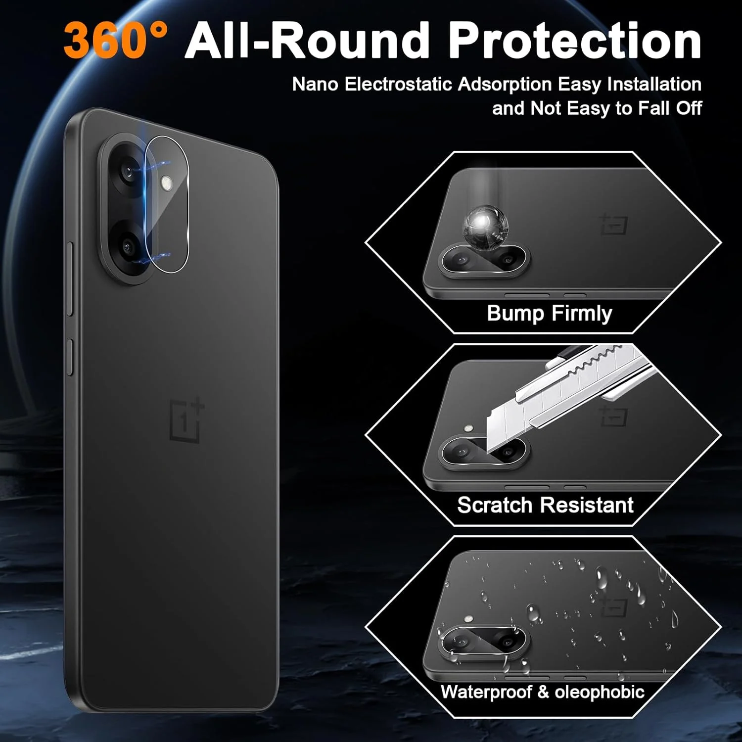 محافظ صفحه نمایش شیشه ای حرارت دیده Aerku، دو عدد برای OnePlus Nord CE 5 / CE5 5G به همراه دو عدد محافظ لنز دوربین عقب، سختی 9H، ضد خش، محافظت شیشه ای سنگین