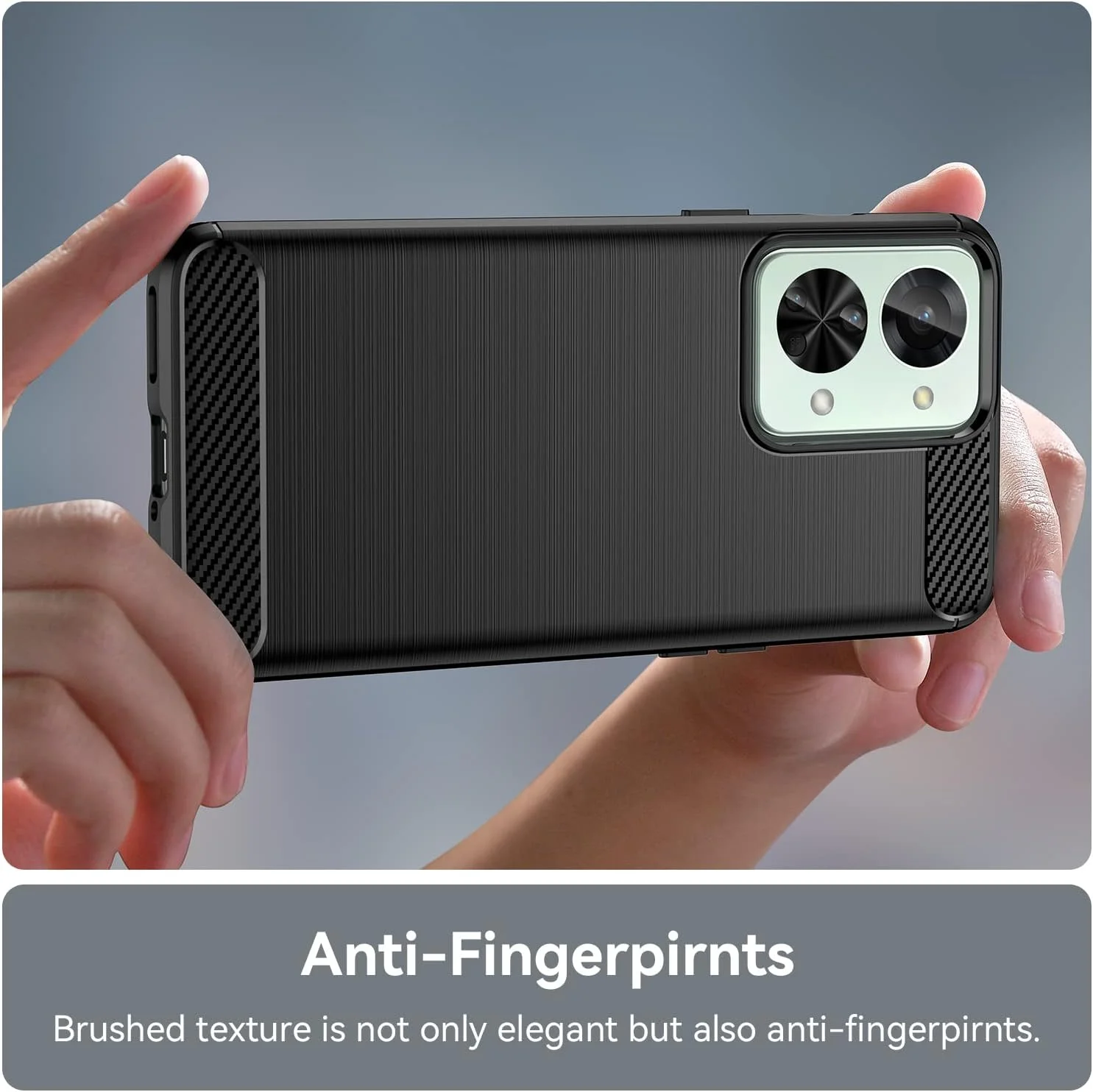 کیف محافظ گوشی QINOUK برای OnePlus Nord 2T، طراحی بافت برس خورده [ضد ضربه] [ضد اثر انگشت]، کیف ساخته شده از مواد TPU انعطاف پذیر به همراه محافظ صفحه نمایش شیشه ای حرارت دیده [2 عدد] سازگار با OnePlus Nord 2T - مشکی