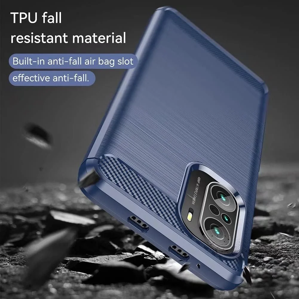 کیف محافظ گوشی QINOUK برای OnePlus Nord N20 5G، بافت برس خورده [ضد ضربه] [ضد اثر انگشت]، کیف ساخته شده از مواد TPU انعطاف پذیر به همراه محافظ صفحه نمایش شیشه ای حرارت دیده [2 عددی] سازگار با OnePlus Nord N20 5G - آبی