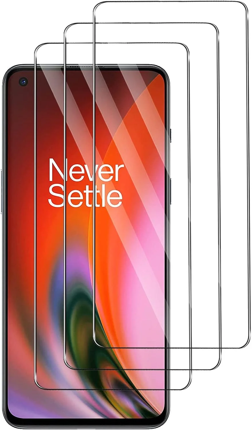 مجموعه 3 محافظ صفحه نمایش شیشه ای حرارت دیده سازگار با OnePlus Nord 2 5G، ضد خش، بدون حباب، فوق العاده مقاوم (HD فوق العاده شفاف) برای OnePlus Nord 2 5G