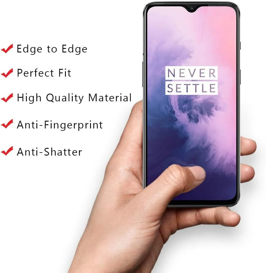 محافظ صفحه نمایش ایمند سازگار با وان پلاس 7T، پوشش کامل، نصب آسان، شیشه حرارت دیده، سختی 9H، سازگار با قاب، محافظ شیشه ای (برای 7T)