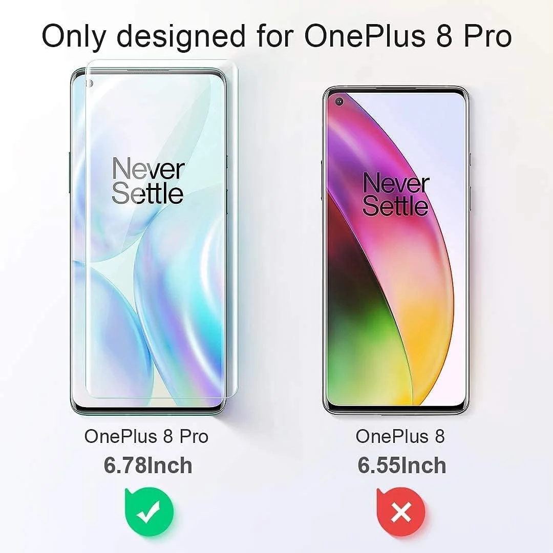 محافظ صفحه نمایش سازگار با وان پلاس 8 پرو UV + محافظ لنز دوربین، فیلم شیشه ای