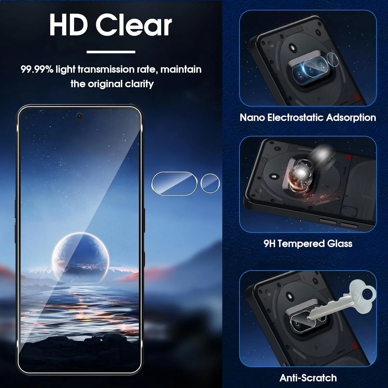 محافظ صفحه نمایش شیشه ای Lutree برای Nothing Phone 3a، بسته 2 عددی + 2 شیشه محافظ + فیلم محافظ دوربین، محافظ صفحه نمایش HD با سختی 9H، محافظ صفحه نمایش ضد خش و بدون حباب محافظ صفحه نمایش شیشه ای Lutree برای Nothing Phone 3a، بسته 2 عددی + 2 شیشه محافظ + فیلم محافظ دوربین، محافظ صفحه نمایش HD با سختی 9H، محافظ صفحه نمایش ضد خش و بدون حباب