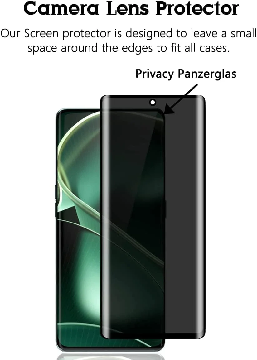 محافظ صفحه نمایش حریم خصوصی Sewutoyu [بسته 2 عددی] سازگار با OnePlus 12، محافظ صفحه نمایش شیشه ای حرارت دیده حریم خصوصی پوشش کامل ضد جاسوسی فیلم شیشه ای حرارت دیده محافظ حریم خصوصی