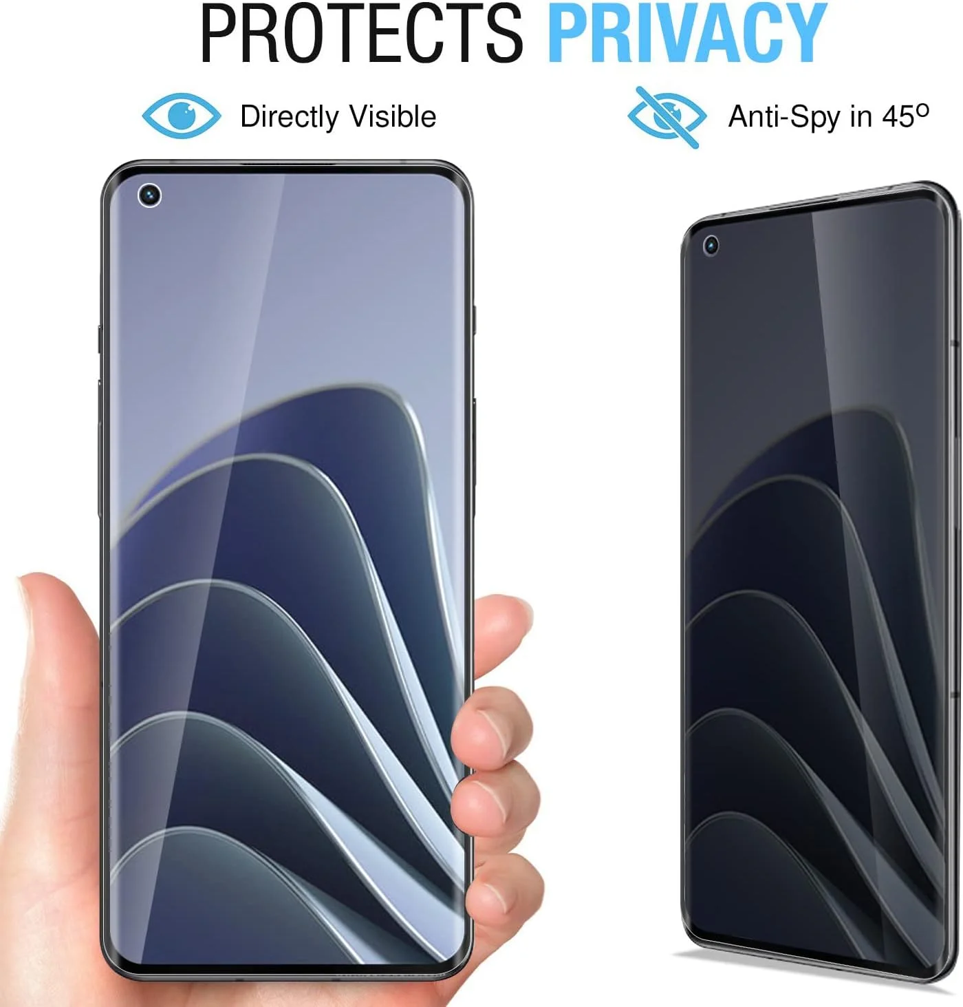 محافظ صفحه نمایش شیشه ای حریم خصوصی MOOISVS [2+2] با پوشش کامل برای وان پلاس 10 پرو (2 عدد) + محافظ لنز دوربین (2 عدد)، شیشه حرارت دیده ضد جاسوسی، حساسیت بالا، سازگار با قاب، نصب آسان