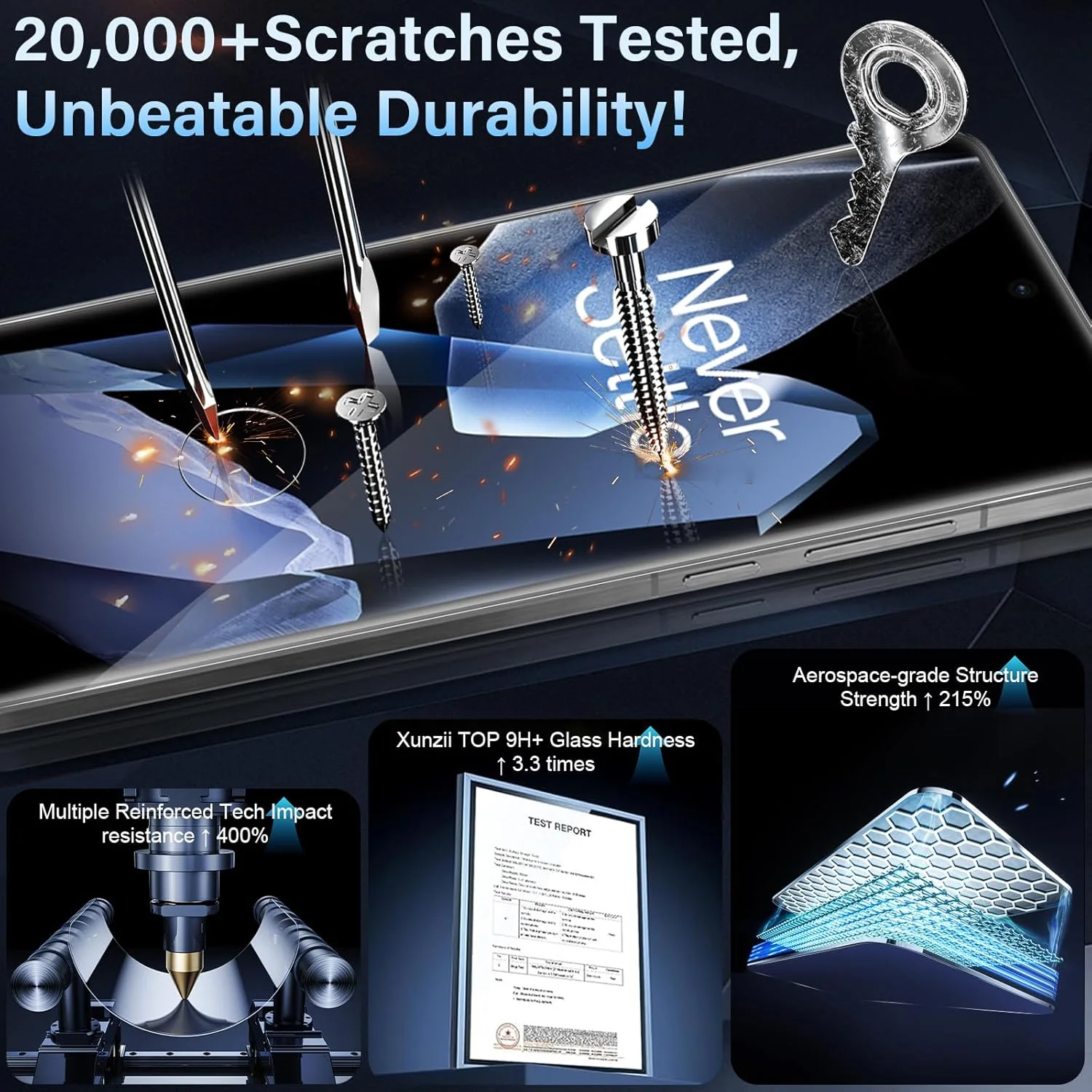 محافظ صفحه نمایش شیشه ای حرارت دیده Xunzii برای OnePlus 13 5G، 2 عدد محافظ صفحه نمایش 3D و 2 عدد محافظ لنز دوربین عقب مشکی، فیلم محافظ صفحه نمایش فوق العاده مقاوم