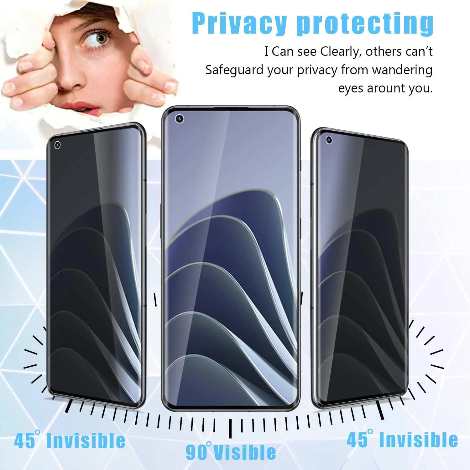 محافظ صفحه نمایش شیشه ای حریم خصوصی MOOISVS [2+2] با پوشش کامل برای وان پلاس 10 پرو (2 عدد) + محافظ لنز دوربین (2 عدد)، شیشه حرارت دیده ضد جاسوسی، حساسیت بالا، سازگار با قاب، نصب آسان