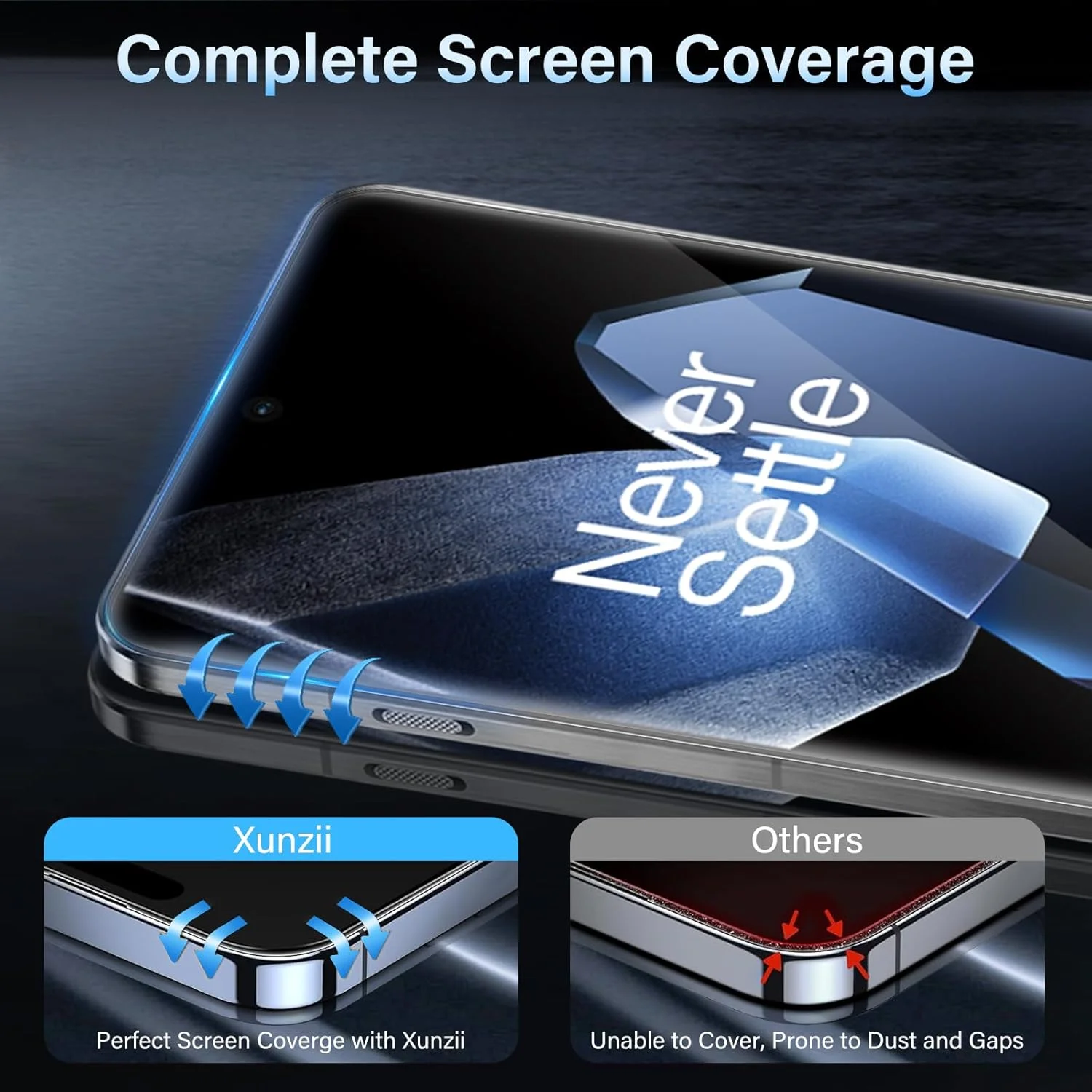 محافظ صفحه نمایش شیشه ای حرارت دیده Xunzii برای OnePlus 13 5G، 2 عدد محافظ صفحه نمایش 3D و 2 عدد محافظ لنز دوربین عقب مشکی، فیلم محافظ صفحه نمایش فوق العاده مقاوم