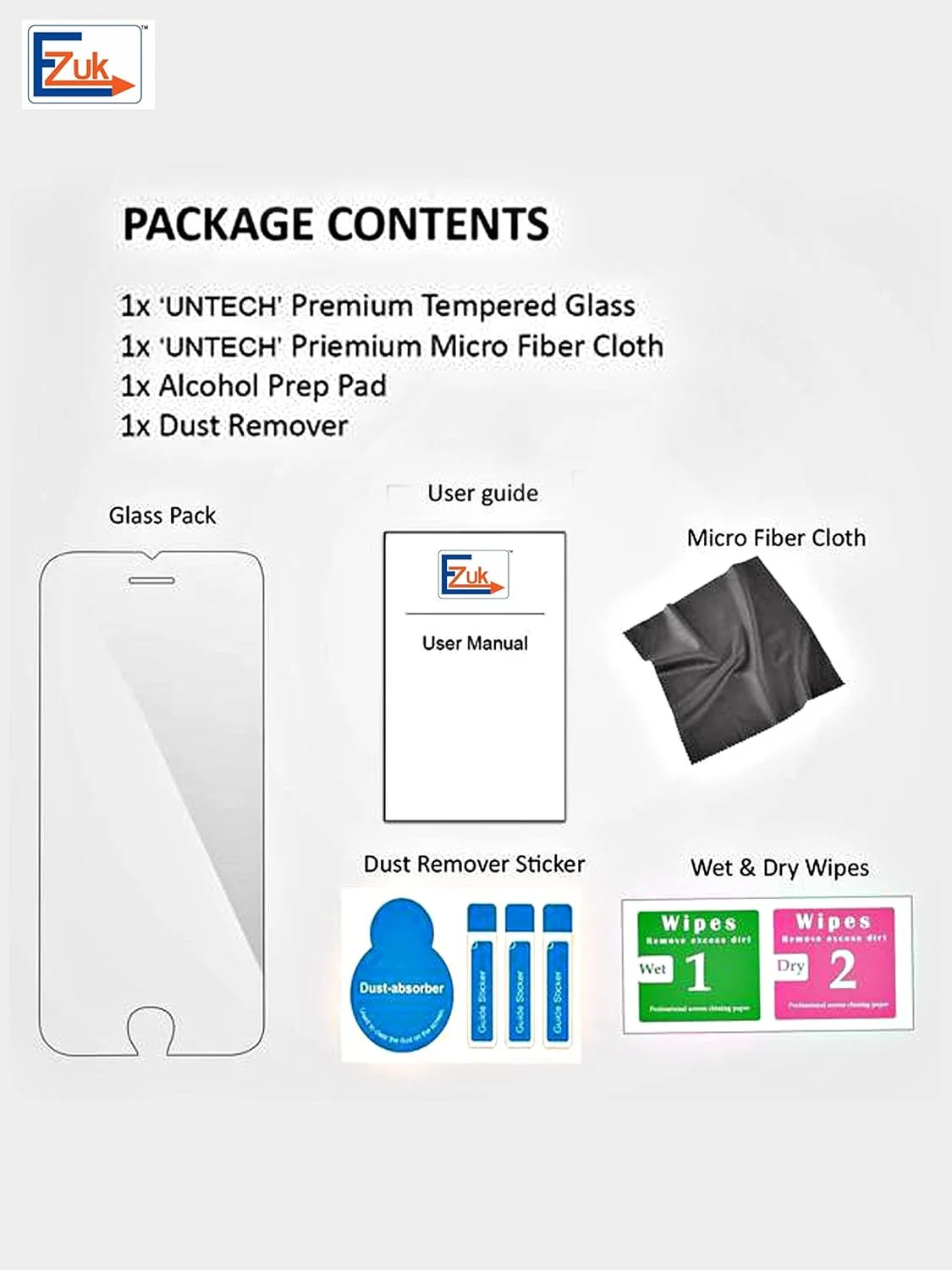 محافظ صفحه نمایش شیشه ای حرارت دیده پریمیوم Ezuk برای Oneplus 7T Pro [نصب آسان، مقاومت 9H در برابر خراش، ضد حباب] - شفاف