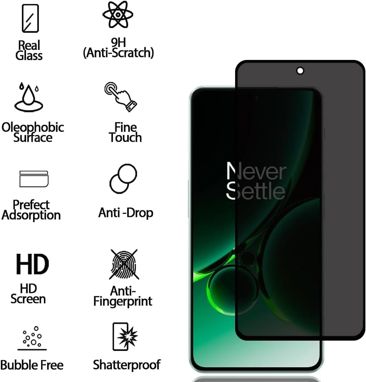 [بسته 2 عددی] محافظ صفحه نمایش ضد جاسوسی سازگار با OnePlus 13S - شیشه حرارت دیده حریم خصوصی، فیلم شیشه ای حرارت دیده سه بعدی، محافظ ضد خش و ضد دید زدن با سختی 9H