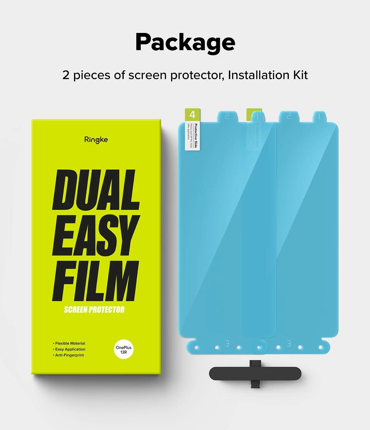 محافظ صفحه نمایش دوگانه آسان Ringke [بسته 2 عددی] سازگار با OnePlus 13R، محافظت ضد خش و خود ترمیم شونده، فیلم محافظ پوشش کامل 4 لایه با کیفیت HD به همراه ابزار نصب آسان