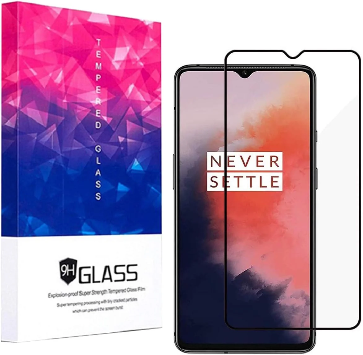 FeiFei Oneplus 7T Screen Protector Film Full Coverage, 7 T Tempered Glass with [Bubble Free] [Anti Scratches] (Black)