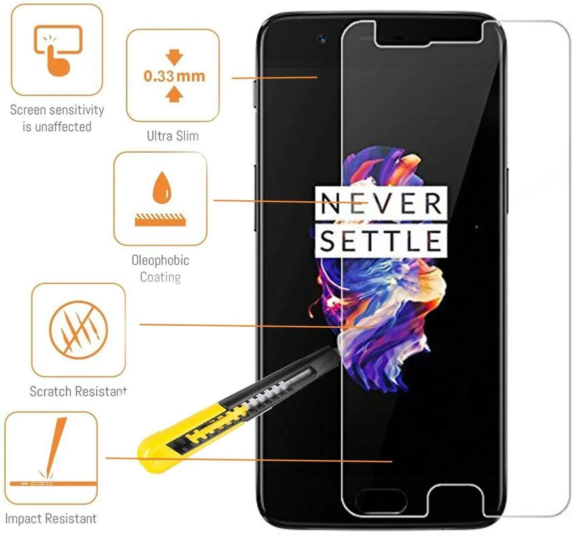Tempered Glass Screen Protector for OnePlus 5 - Protect Your Screen from Scratches and Bubble Free - 99.99% Clarity & Touchscreen Accuracy Tempered Glass Screen Protector for OnePlus 5 - Protect Your Screen from Scratches and Bubble Free - 99.99% Clarity & Touchscreen Accuracy