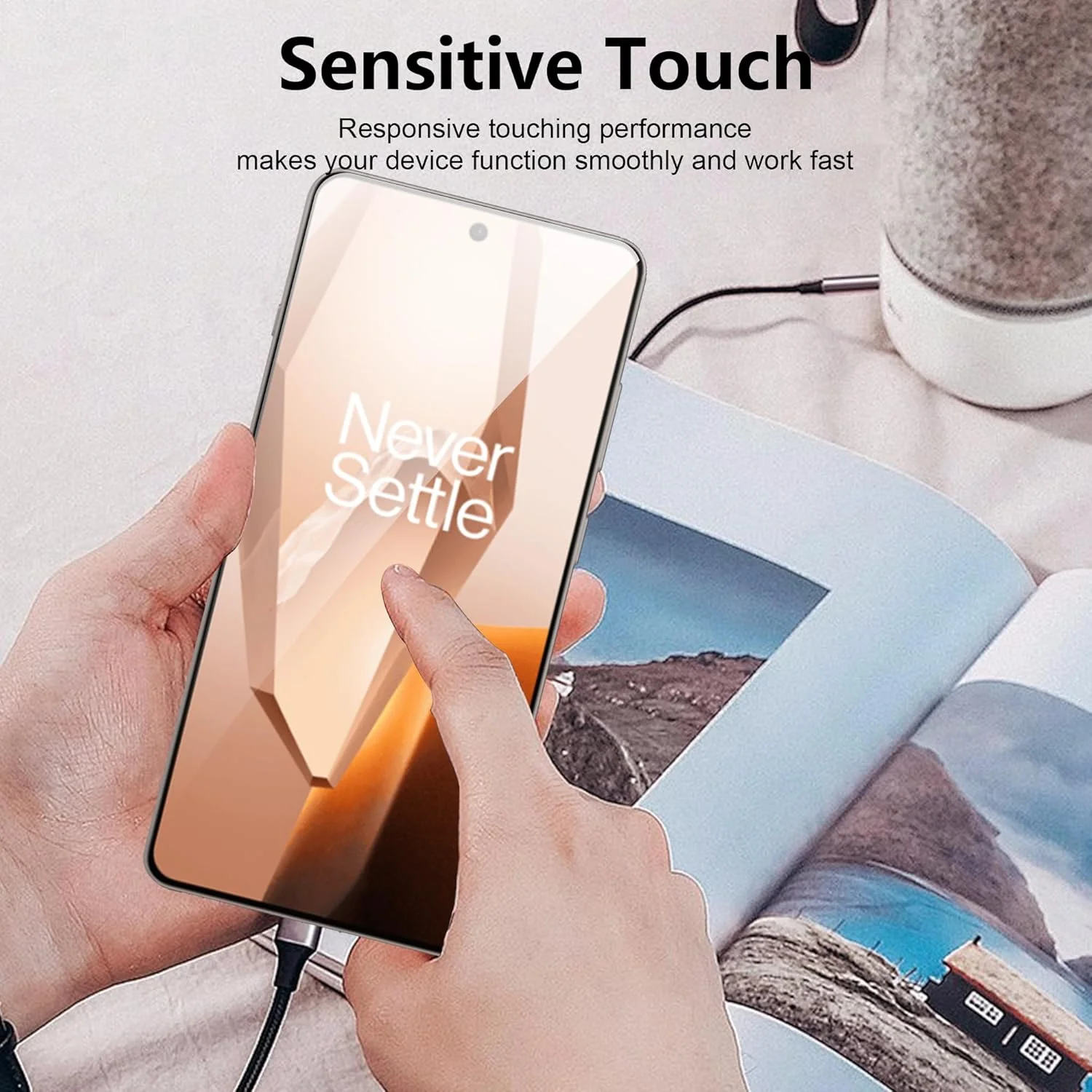 محافظ صفحه نمایش Effcotuo برای Oneplus 13R، شیشه حرارت دیده، سختی 9H، مقاوم در برابر خراش، فوق العاده نازک، کیفیت بالا، نصب آسان، 1 عدد