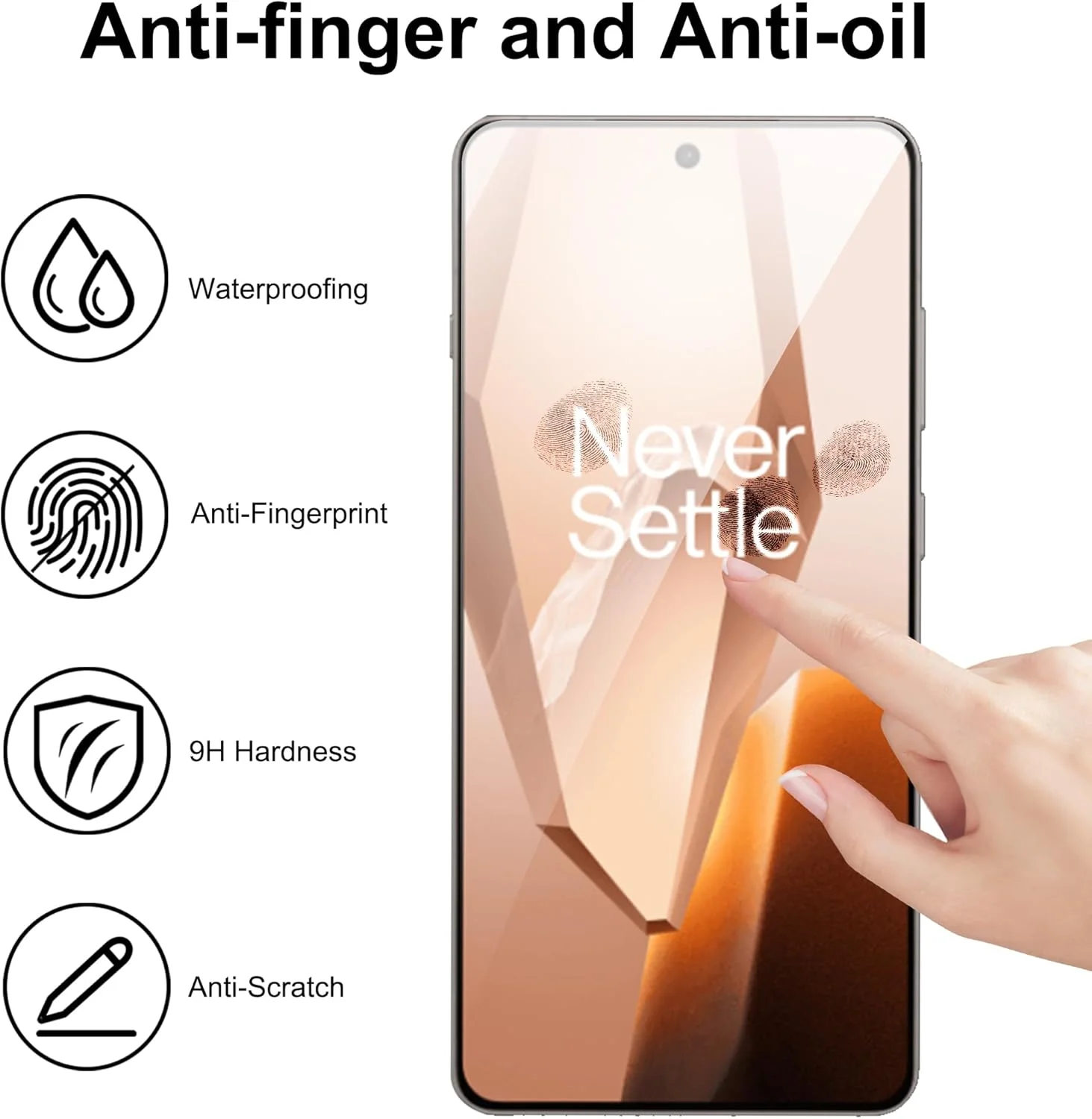 محافظ صفحه نمایش Effcotuo برای Oneplus 13R، شیشه حرارت دیده، سختی 9H، مقاوم در برابر خراش، فوق العاده نازک، کیفیت بالا، نصب آسان، 1 عدد