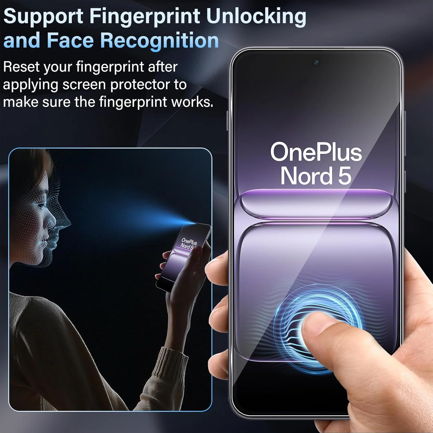 محافظ صفحه نمایش Xunzii برای OnePlus Nord 5، شیشه حرارت دیده با محافظ دوربین [3 + 3 عدد]، فیلم شیشه ای محافظ فوق العاده شفاف 0.33 میلی متر، محافظ صفحه نمایش با سختی 9H، ضد خش