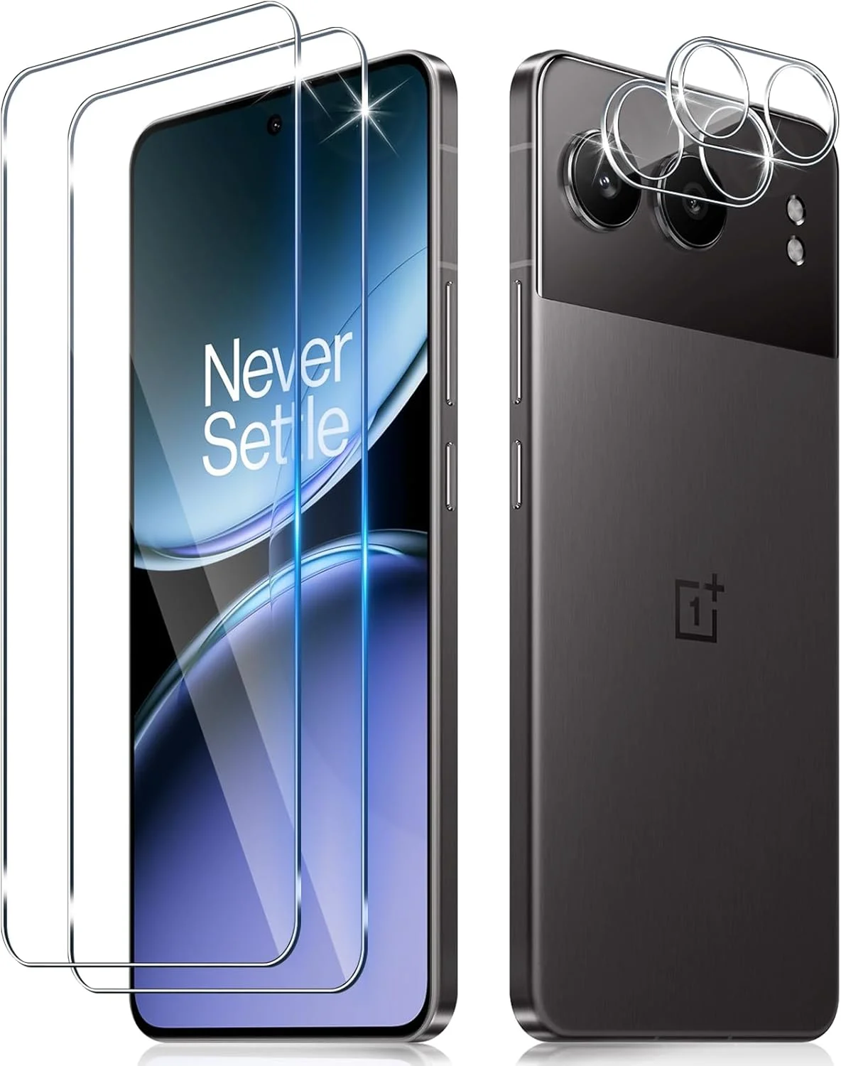 محافظ صفحه نمایش Funrae برای وان پلاس نورد 4 5G از جنس شیشه حرارت دیده با محافظت از دوربین، 2 عدد فیلم 0.33 میلی متری با سختی 9H و 2 عدد محافظ دوربین فوق شفاف، محافظ صفحه نمایش ضد خش HD