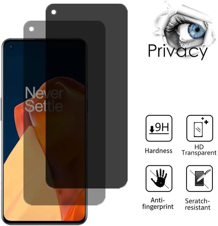 محافظ صفحه نمایش حریم خصوصی VIESUP برای OnePlus 9 6.55 اینچ - [2 عدد] فیلم محافظ شیشه ای حرارتی ضد جاسوسی و حساس برای OnePlus 9