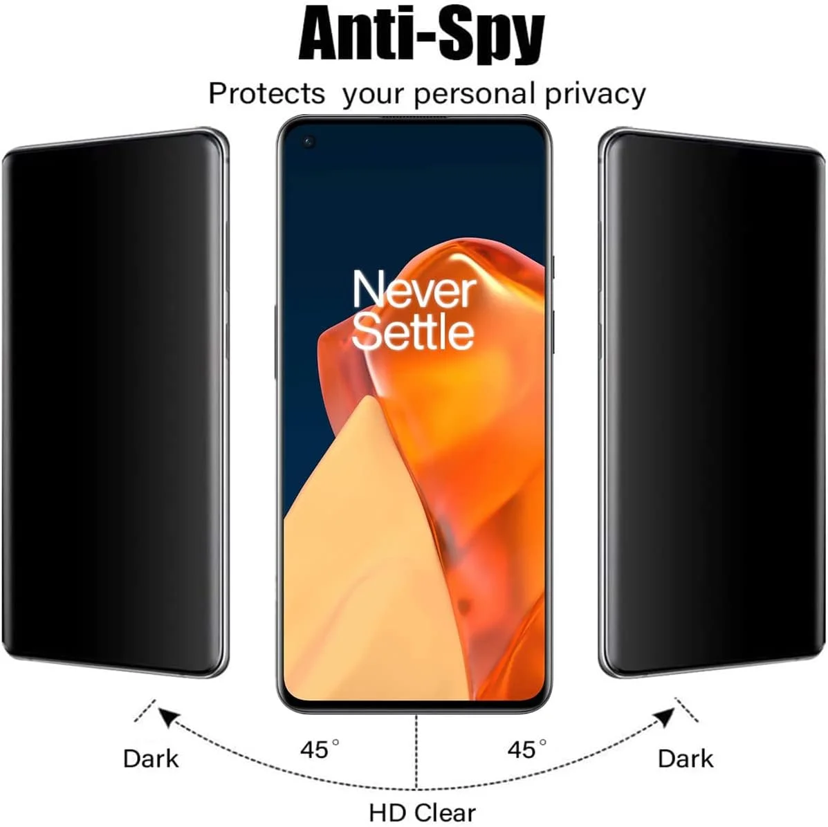 محافظ صفحه نمایش حریم خصوصی VIESUP برای OnePlus 9 6.55 اینچ - [2 عدد] فیلم محافظ شیشه ای حرارتی ضد جاسوسی و حساس برای OnePlus 9