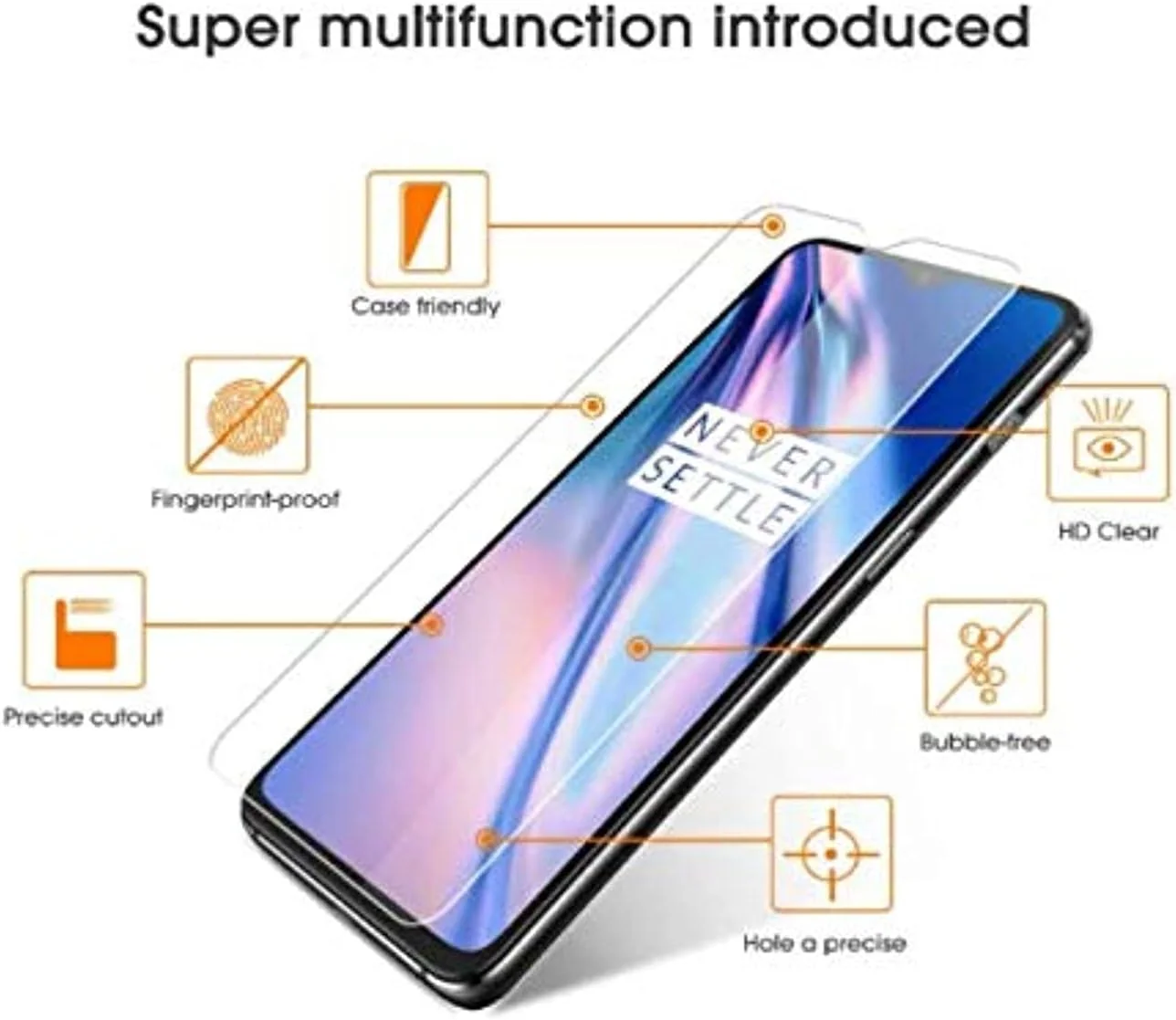 محافظ صفحه نمایش Farrobizz OnePlus 7T، [فوق شفاف] شیشه حرارت دیده ممتاز مقاوم در برابر خراش - بسته 2 عددی