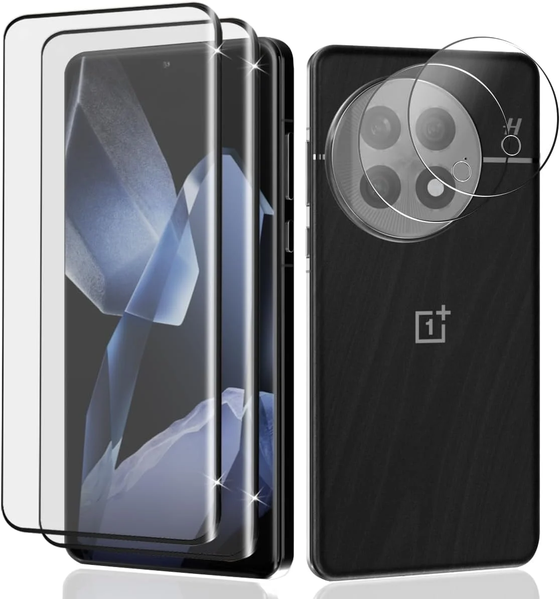 محافظ صفحه نمایش شیشه ای حرارت دیده Teenrpov 2+2 تکه برای OnePlus 13 + محافظ لنز دوربین عقب OnePlus 13، محافظ صفحه نمایش ضد خش با سختی 9H برای OnePlus 13