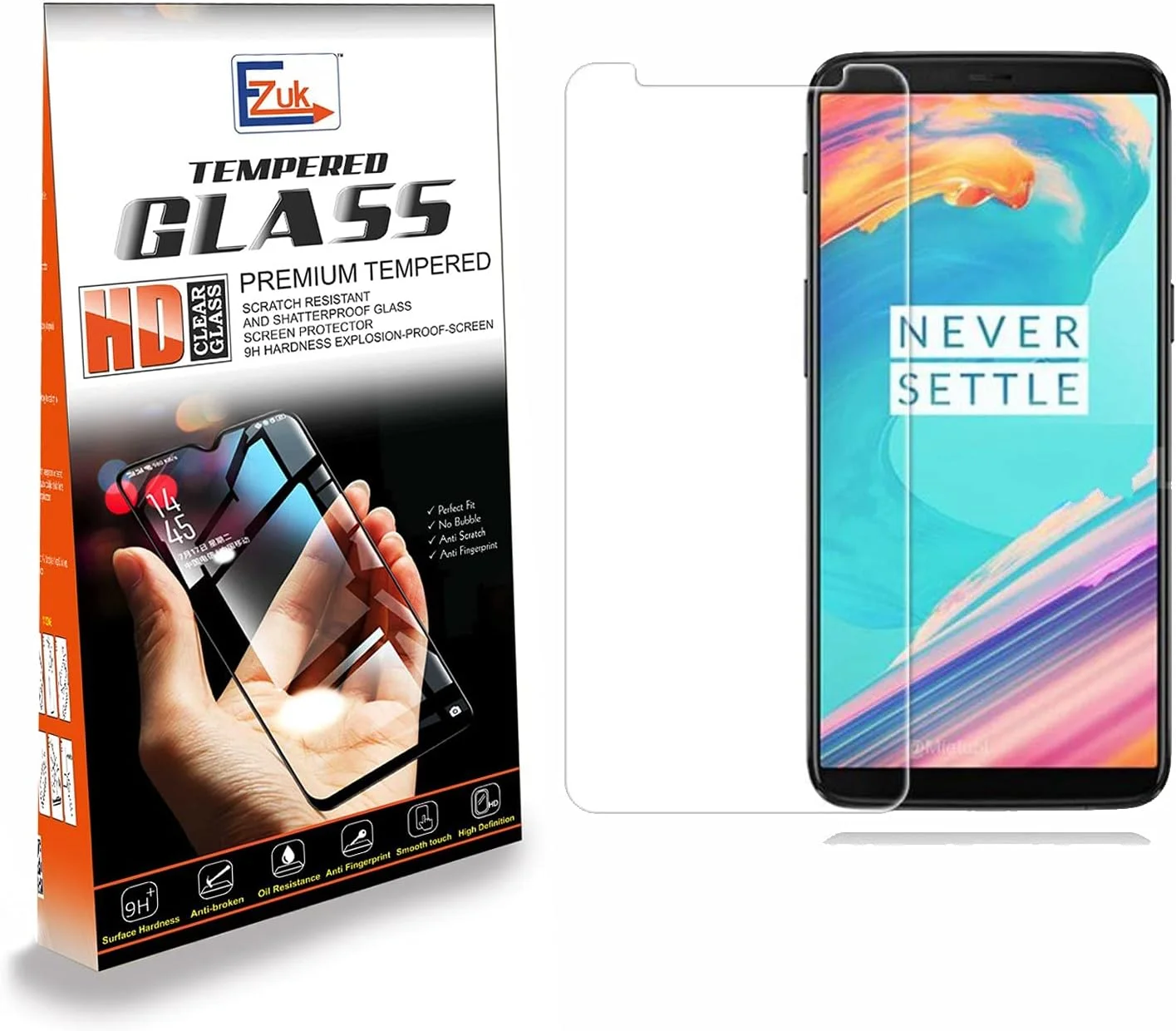 محافظ صفحه نمایش شیشه ای حرارت دیده پریمیوم Ezuk برای Oneplus 5T [نصب آسان، مقاومت در برابر خراش 9H، ضد حباب] - شفاف