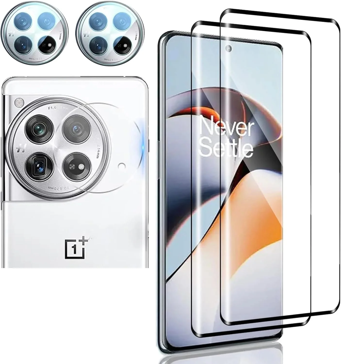 محافظ صفحه نمایش شیشه ای حرارت دیده JENKEM سازگار با Oneplus 12R، بسته 2 عددی، فیلم محافظ صفحه نمایش 6.74 اینچی به همراه محافظ لنز دوربین