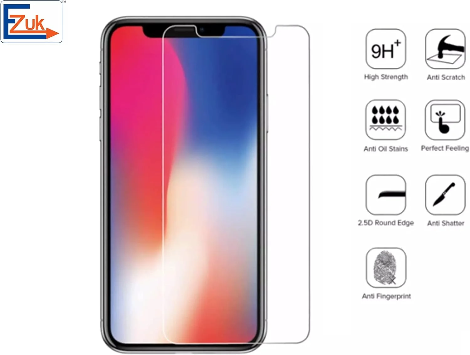 محافظ صفحه نمایش شیشه ای حرارت دیده پریمیوم Ezuk برای Oneplus 5T [نصب آسان، مقاومت در برابر خراش 9H، ضد حباب] - شفاف