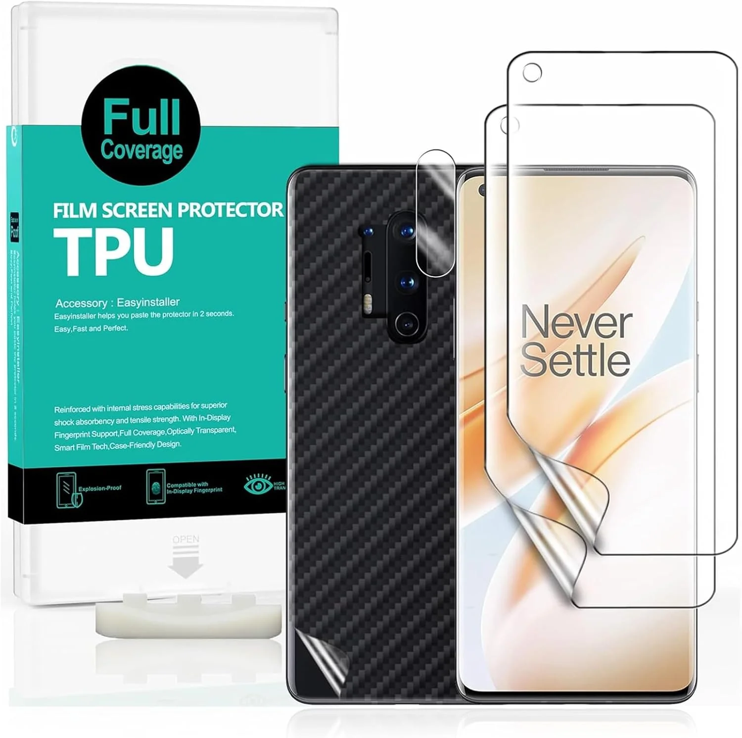 محافظ صفحه نمایش انعطاف پذیر TPU آی بی ویند برای وان پلاس 8 پرو، 2 عدد، به همراه 1 عدد محافظ لنز دوربین، 1 عدد محافظ پشت گوشی [نصب آسان]
