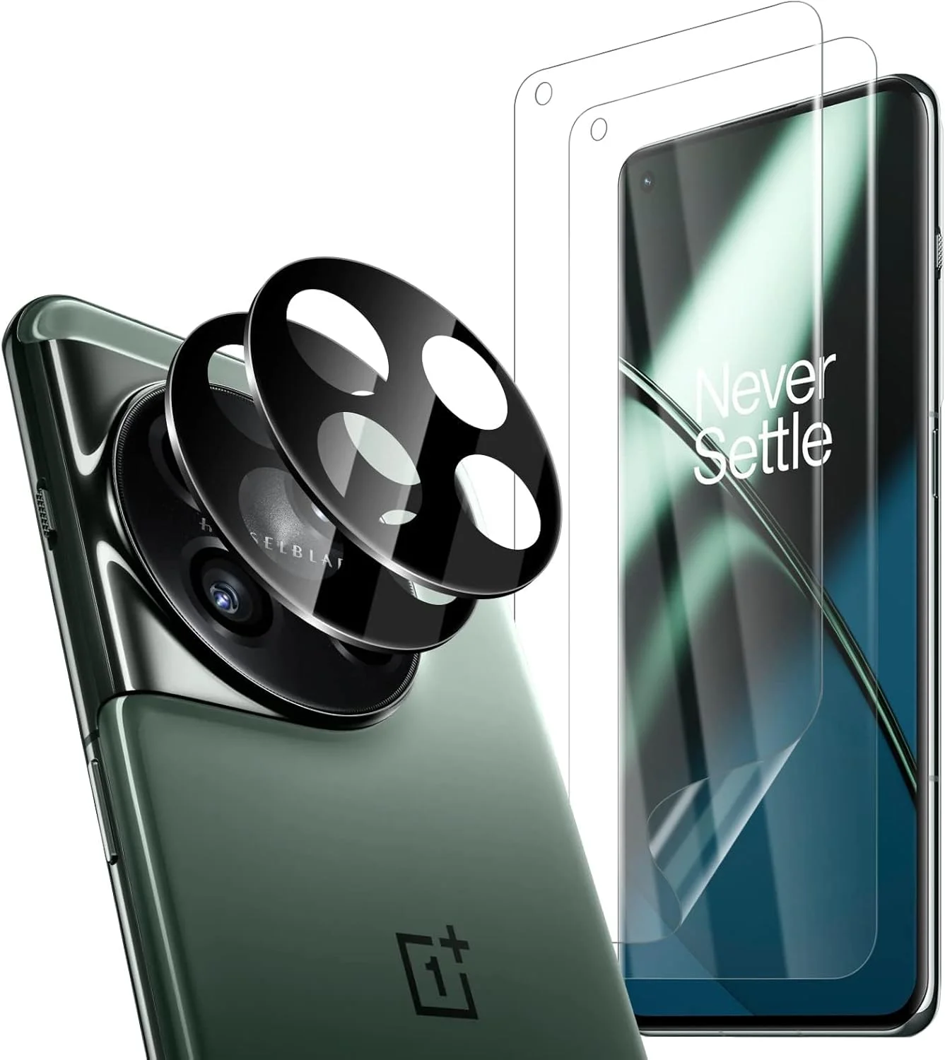 محافظ صفحه نمایش TPU و محافظ لنز دوربین شیشه ای سازگار با OnePlus 11 5G، بسته 2 عددی، ضد خش، بدون حباب، تعویض مادام العمر