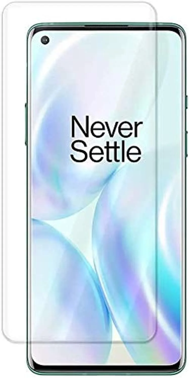محافظ صفحه نمایش شیشه ای حرارت دیده خمیده با چسب کامل UV مایع Muzz OnePlus 8 برای OnePlus 8