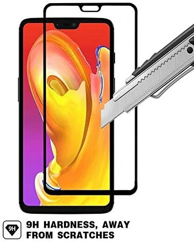 محافظ صفحه نمایش تمام صفحه شیشه ای حرارت دیده 9H مشکی Muzz برای OnePlus 6
