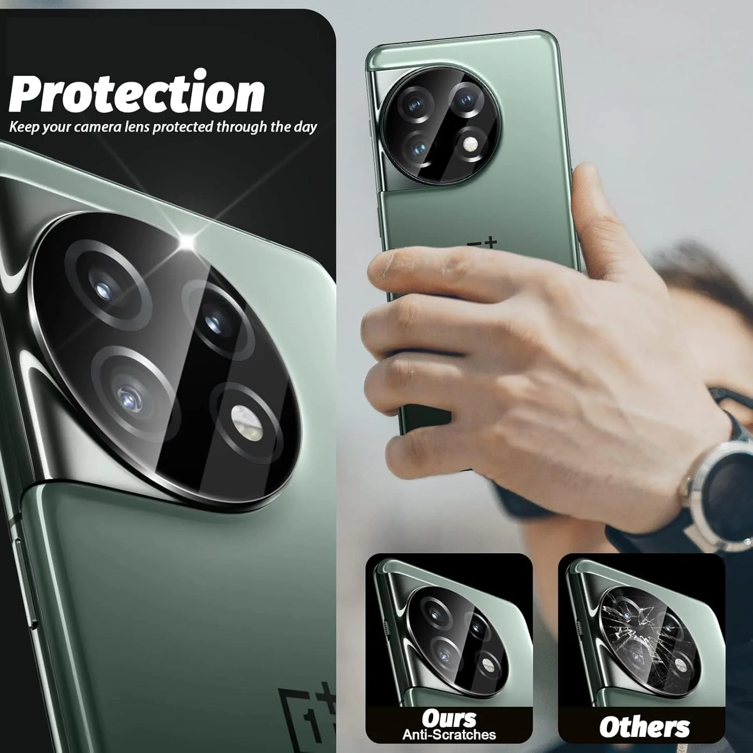 محافظ صفحه نمایش TPU و محافظ لنز دوربین شیشه ای سازگار با OnePlus 11 5G، بسته 2 عددی، ضد خش، بدون حباب، تعویض مادام العمر محافظ صفحه نمایش TPU و محافظ لنز دوربین شیشه ای سازگار با OnePlus 11 5G، بسته 2 عددی، ضد خش، بدون حباب، تعویض مادام العمر