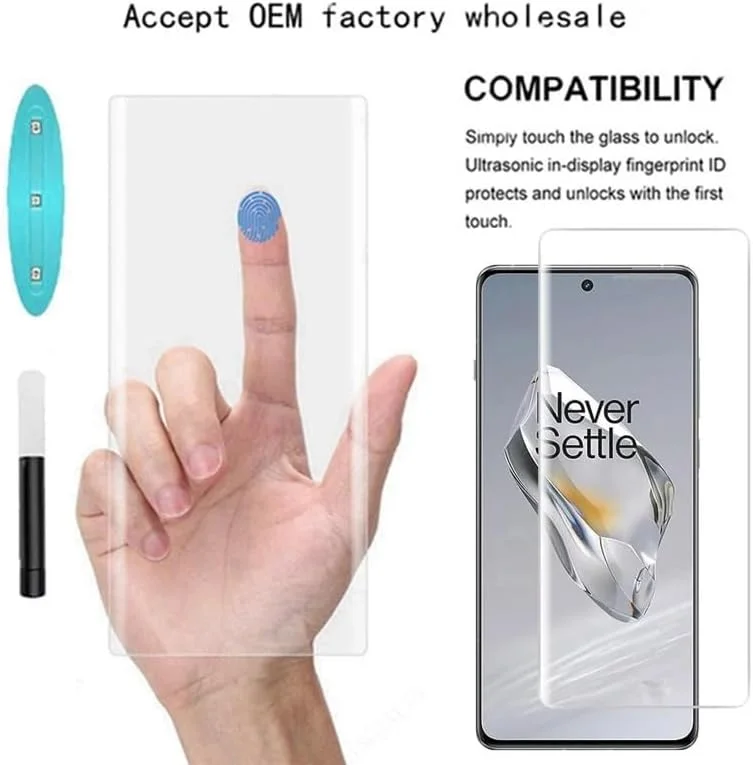 محافظ صفحه نمایش عمومی OnePlus 12، شیشه حرارت دیده [چسب کامل][پوشش کامل] [بدون حباب] [ضد خش] شفاف HD با واکنش بالا برای OnePlus 12 5G (بسته 2 عددی UV Clear)