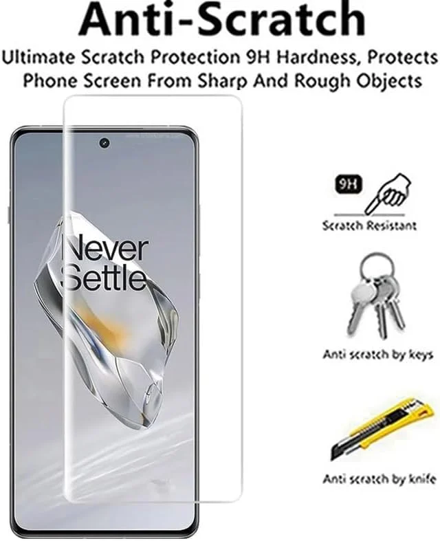 محافظ صفحه نمایش عمومی OnePlus 12، شیشه حرارت دیده [چسب کامل][پوشش کامل] [بدون حباب] [ضد خش] شفاف HD با واکنش بالا برای OnePlus 12 5G (بسته 2 عددی UV Clear)