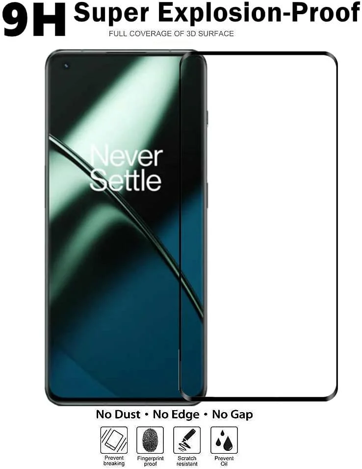 محافظ صفحه نمایش خمیده سه بعدی VIESUP [بسته 2 عددی] برای OnePlus 11، شیشه حرارت دیده با سختی 9H، پوشش کامل صفحه نمایش بدون حباب، لبه های خمیده سه بعدی برای محافظ صفحه نمایش شفاف HD OnePlus 11 6.7 اینچی