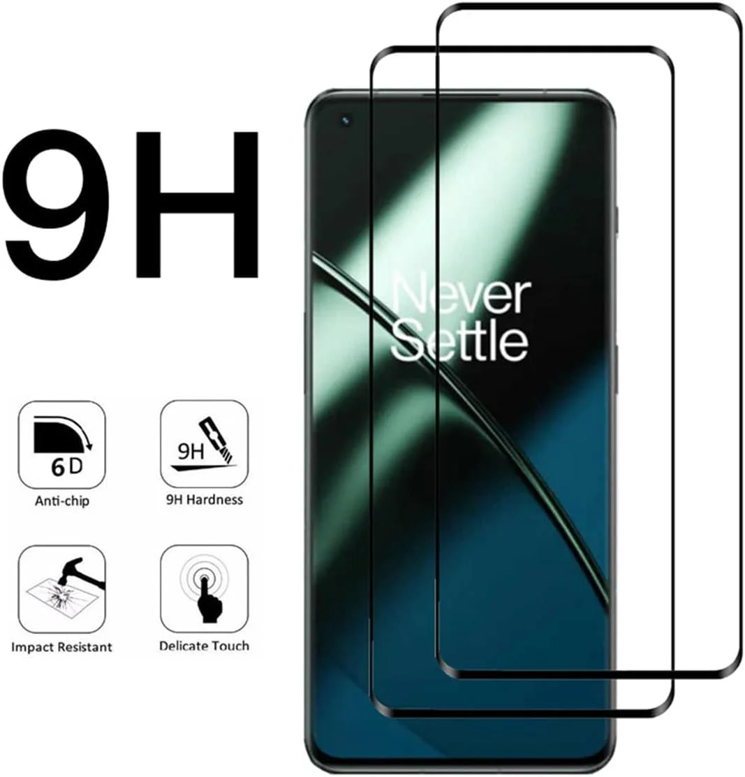 محافظ صفحه نمایش خمیده سه بعدی VIESUP [بسته 2 عددی] برای OnePlus 11، شیشه حرارت دیده با سختی 9H، پوشش کامل صفحه نمایش بدون حباب، لبه های خمیده سه بعدی برای محافظ صفحه نمایش شفاف HD OnePlus 11 6.7 اینچی