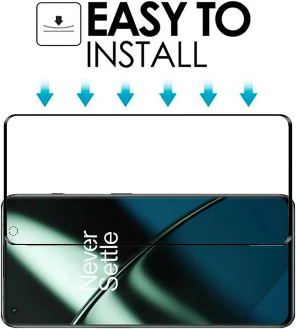 محافظ صفحه نمایش خمیده سه بعدی VIESUP [بسته 2 عددی] برای OnePlus 11، شیشه حرارت دیده با سختی 9H، پوشش کامل صفحه نمایش بدون حباب، لبه های خمیده سه بعدی برای محافظ صفحه نمایش شفاف HD OnePlus 11 6.7 اینچی