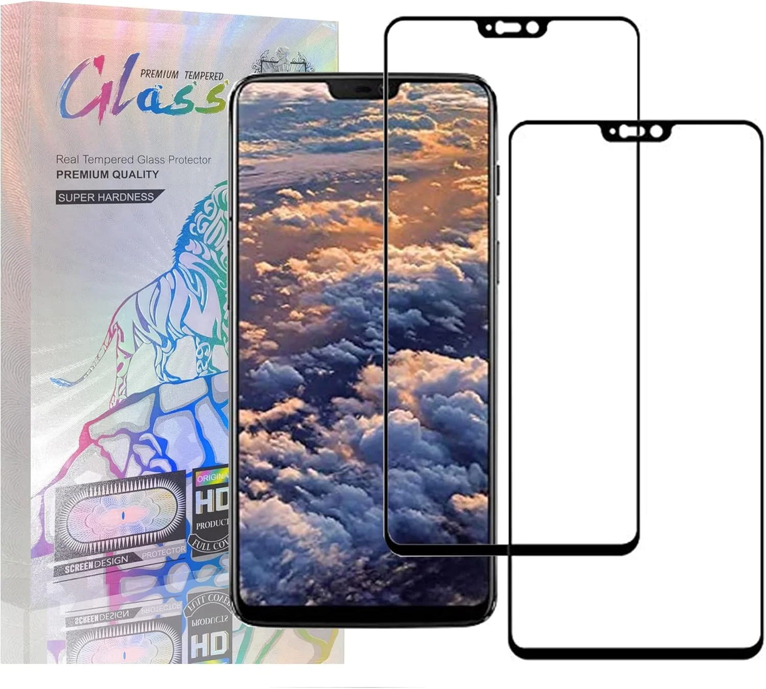 محافظ صفحه نمایش EasyLifes برای OnePlus 6، شیشه حرارت دیده با سختی 9H و پوشش کامل صفحه نمایش برای OnePlus 6، ضد خش، ضد اثر انگشت (مشکی) بسته 2 عددی