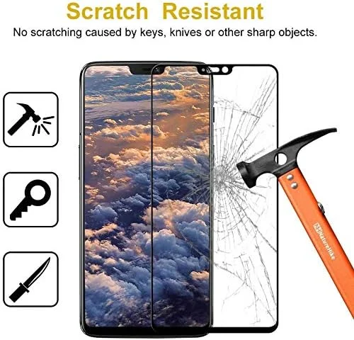محافظ صفحه نمایش EasyLifes برای OnePlus 6، شیشه حرارت دیده با سختی 9H و پوشش کامل صفحه نمایش برای OnePlus 6، ضد خش، ضد اثر انگشت (مشکی) بسته 2 عددی