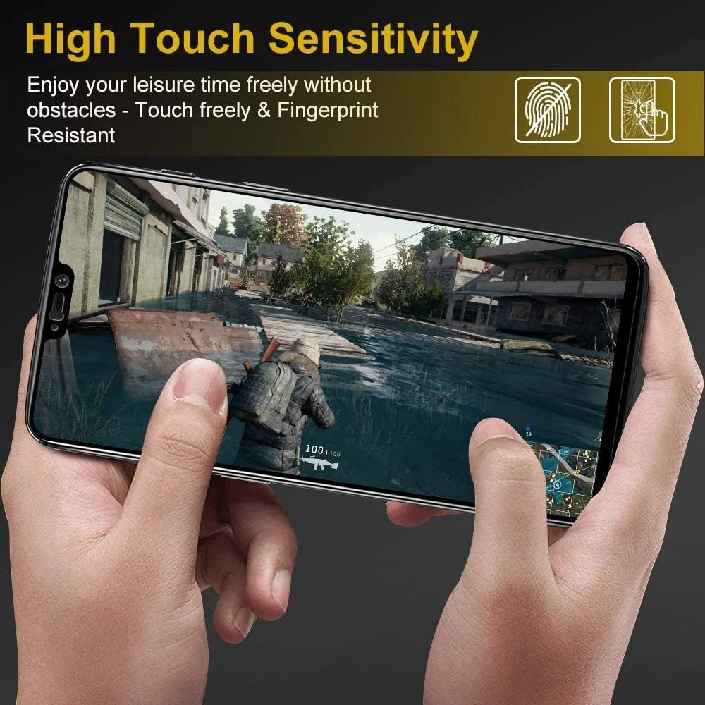 محافظ صفحه نمایش EasyLifes برای OnePlus 6، شیشه حرارت دیده با سختی 9H و پوشش کامل صفحه نمایش برای OnePlus 6، ضد خش، ضد اثر انگشت (مشکی) بسته 2 عددی