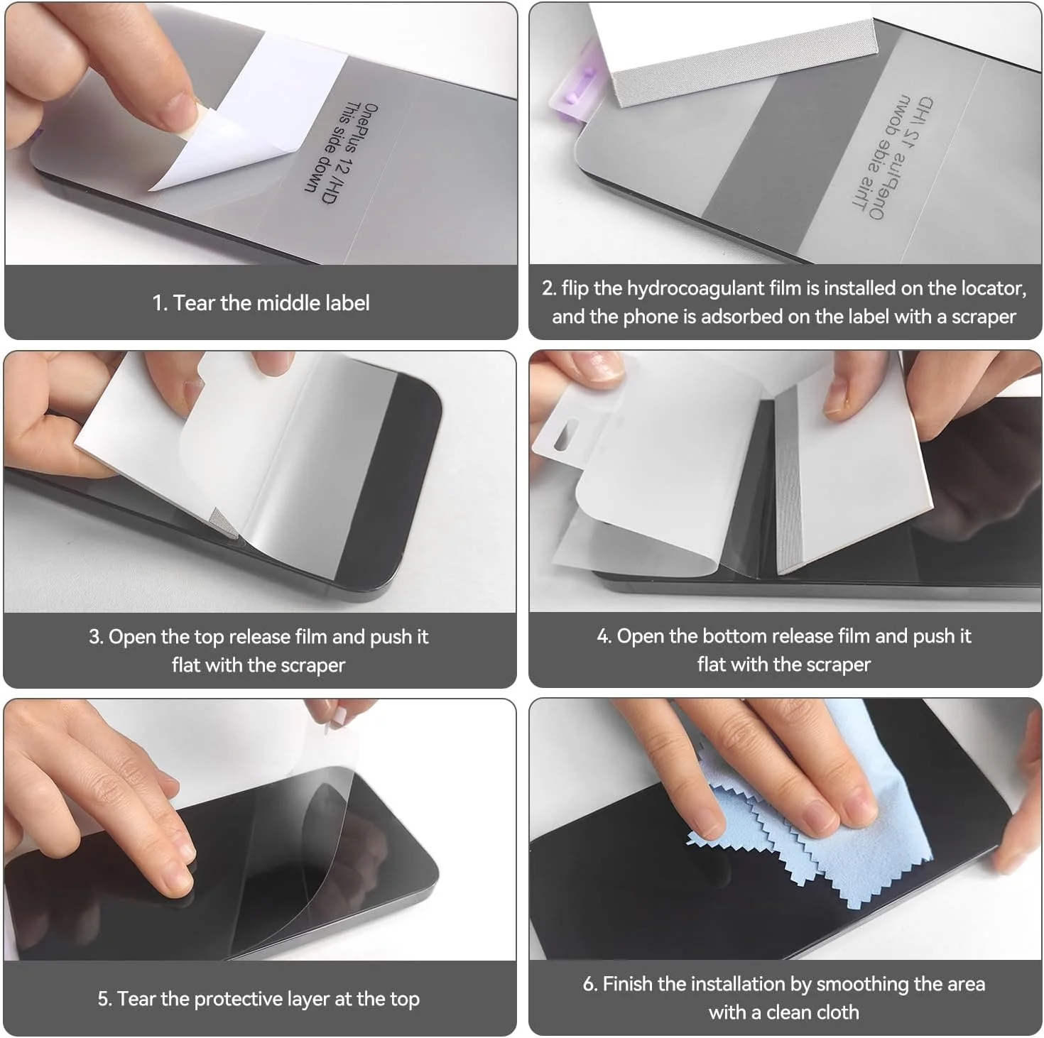 محافظ صفحه نمایش هیدروژل فوق العاده با کیفیت T Tersely، بسته 3 عددی، برای OnePlus 12 - محافظ صفحه نمایش TPU انعطاف پذیر و نشکن با حساسیت بالا و نصب بدون حباب - غیر شیشه ای