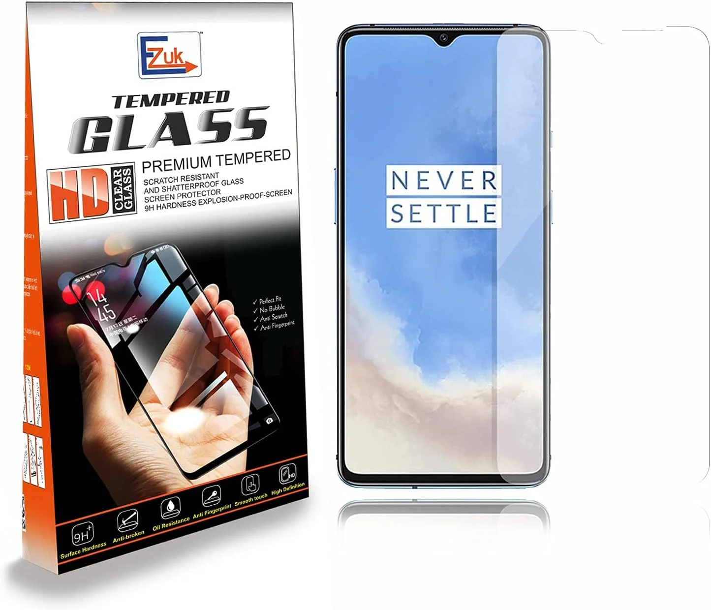 محافظ صفحه نمایش شیشه ای حرارت دیده پریمیوم Ezuk برای وان پلاس 7T [نصب آسان، مقاومت 9H در برابر خراش، ضد حباب] - شفاف