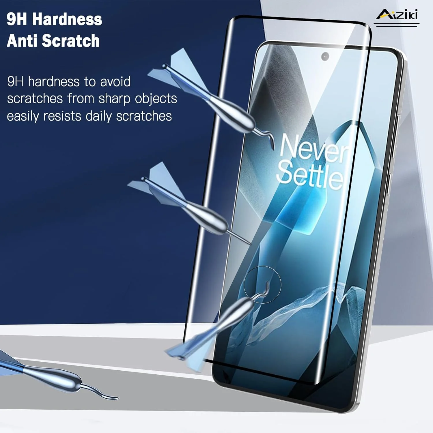 محافظ صفحه نمایش شیشه ای Aiziki بسته 2 عددی برای OnePlus 13، پوشش کامل 3D، فوق العاده مقاوم، ضد اثر انگشت، ضد خش، بدون حباب، سازگار با قاب