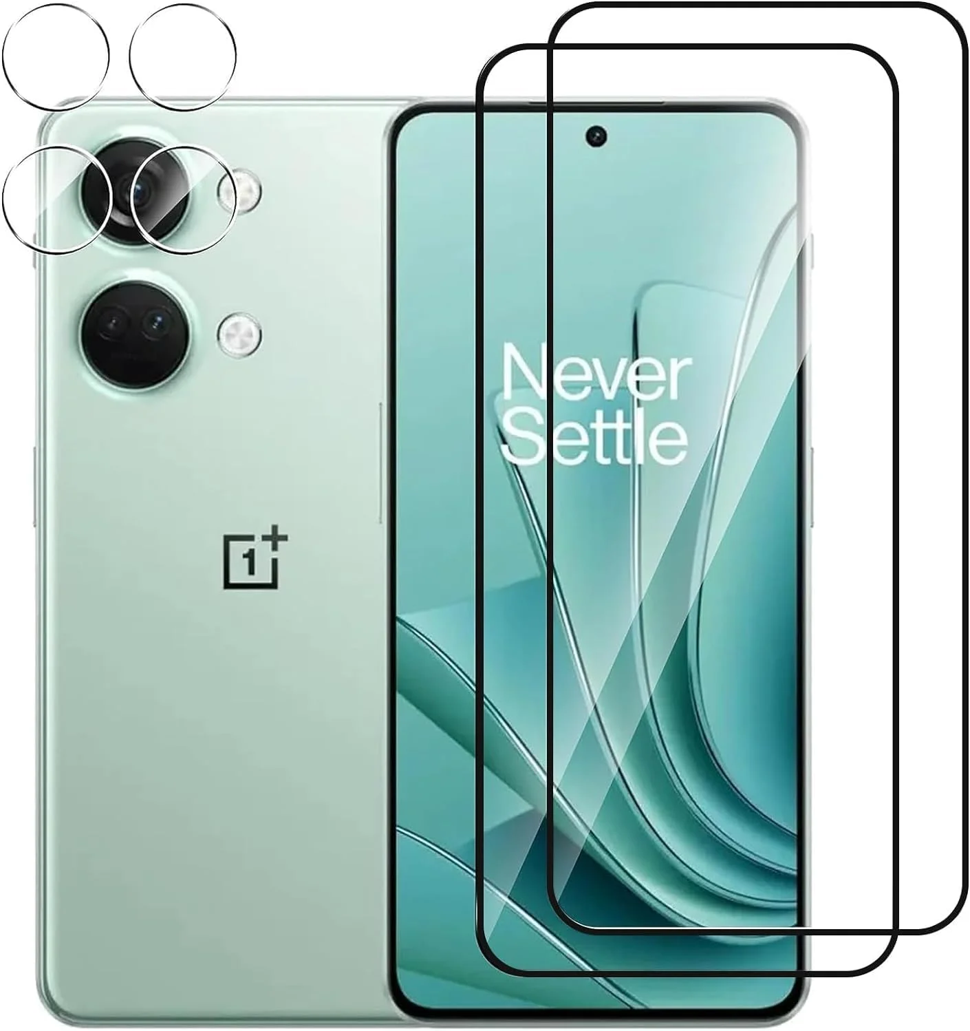 محافظ صفحه نمایش شیشه ای و محافظ لنز دوربین کیایلی سازگار با OnePlus Nord 3 (بسته 2+2)، پوشش کامل سه بعدی، شیشه حرارت دیده 9H، ضد خش و شفافیت HD