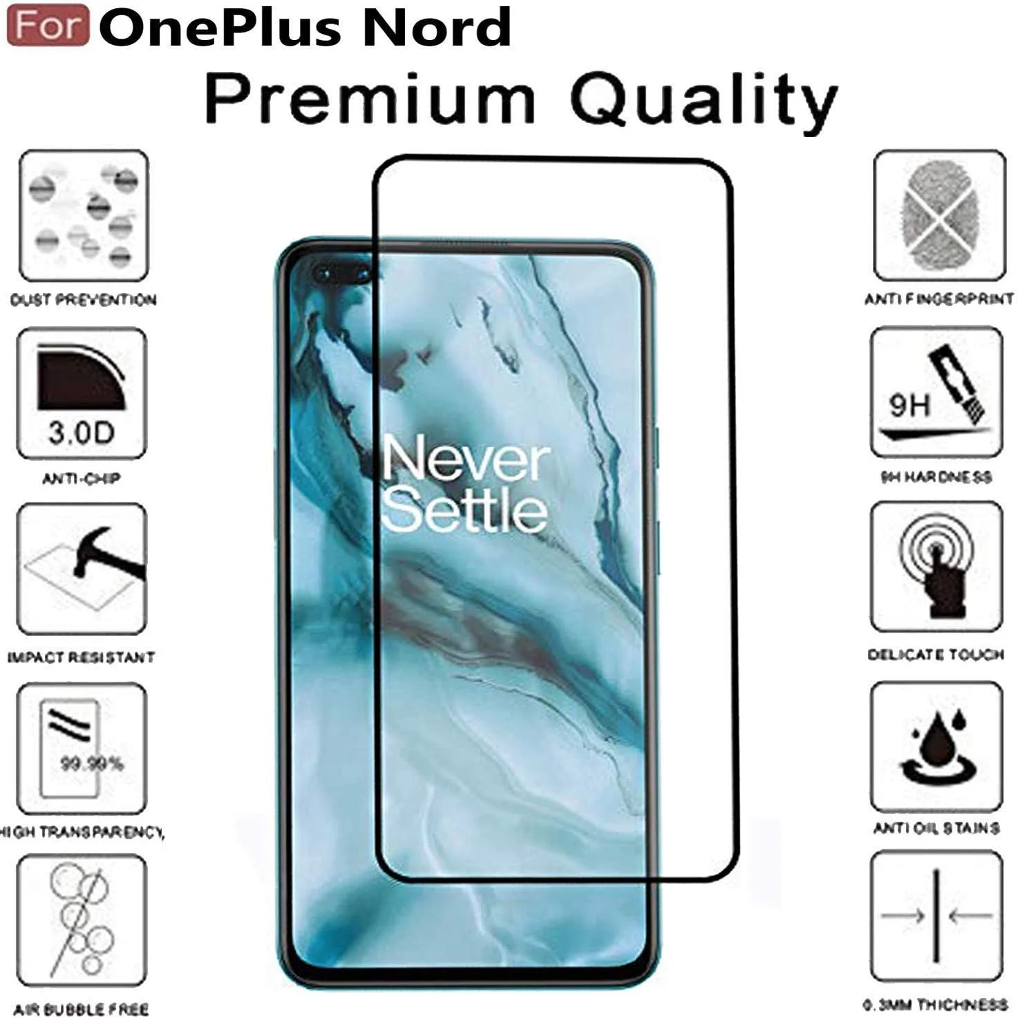 محافظ صفحه نمایش شیشه ای با چسب کامل و ضد انفجار برای OnePlus Nord توسط Nice.Store.UAE محافظ صفحه نمایش شیشه ای با چسب کامل و ضد انفجار برای OnePlus Nord توسط Nice.Store.UAE