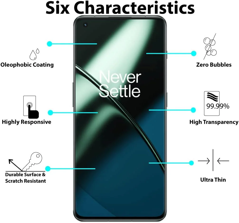 محافظ صفحه نمایش Al-HuTrusHi سازگار با محافظ صفحه نمایش OnePlus 11 شیشه حرارت دیده [ضد تابش نور] [پوشش کامل HD] [نصب آسان] [سختی 9H] [حساس به لمس] [ضد خرد شدن] چسب کامل