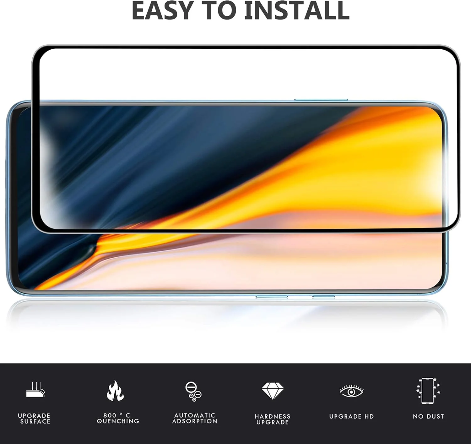 محافظ صفحه نمایش شیشه ای ELTD برای OnePlus 7 Pro، [سختی 9H]، فیلم محافظ [پوشش کامل]، محافظ شیشه ای حرارت دیده شفاف HD ضد خرد شدن گوشی هوشمند (مشکی) (1 عدد)
