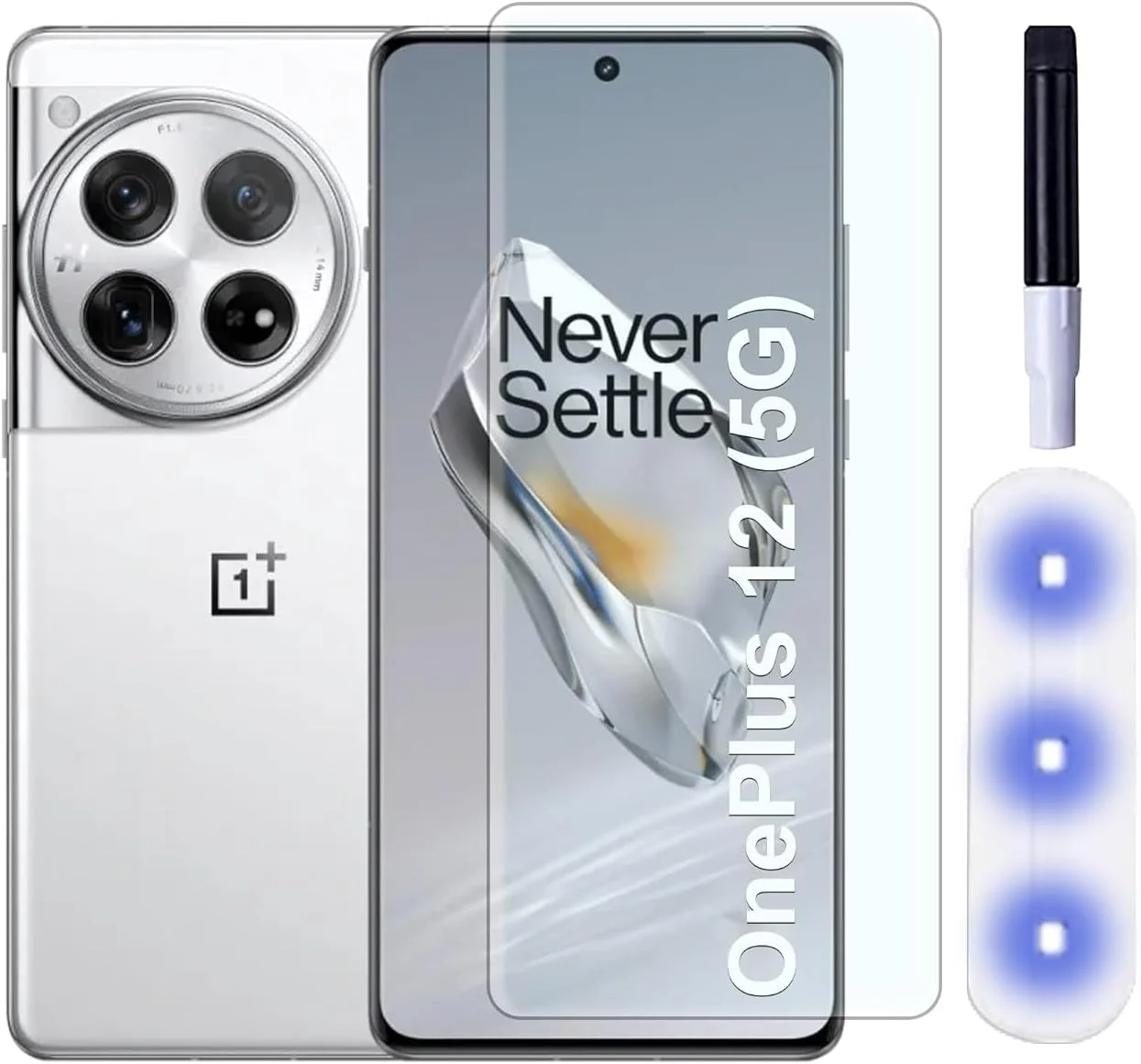 محافظ صفحه نمایش شیشه ای حرارت دیده Zubitech برای OnePlus 12 5G، چسب کامل UV، لبه به لبه، شیشه ای حرارت دیده منحنی سه بعدی، سازگار با اثر انگشت، ضد خش، سختی 9H برای OnePlus 12 5G